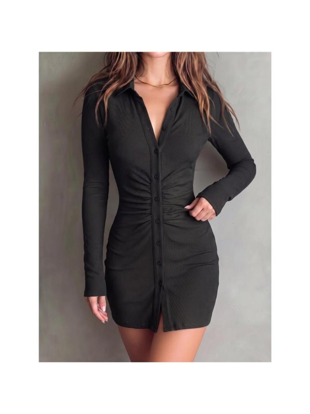 Button-Down Bodycon Mini Dress